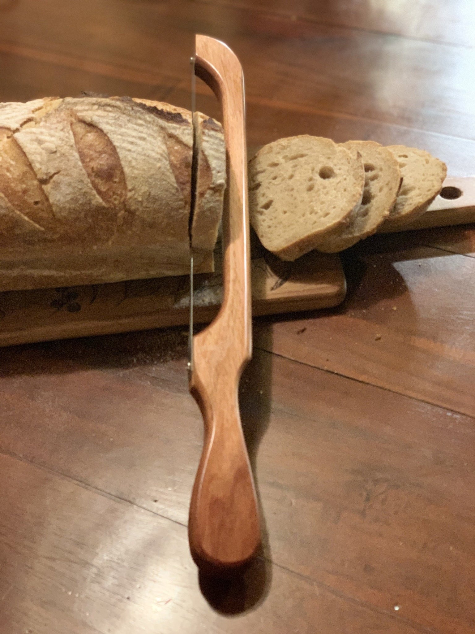 Handcrafted Wood Bow Handle Saw Bread Slicer Knife